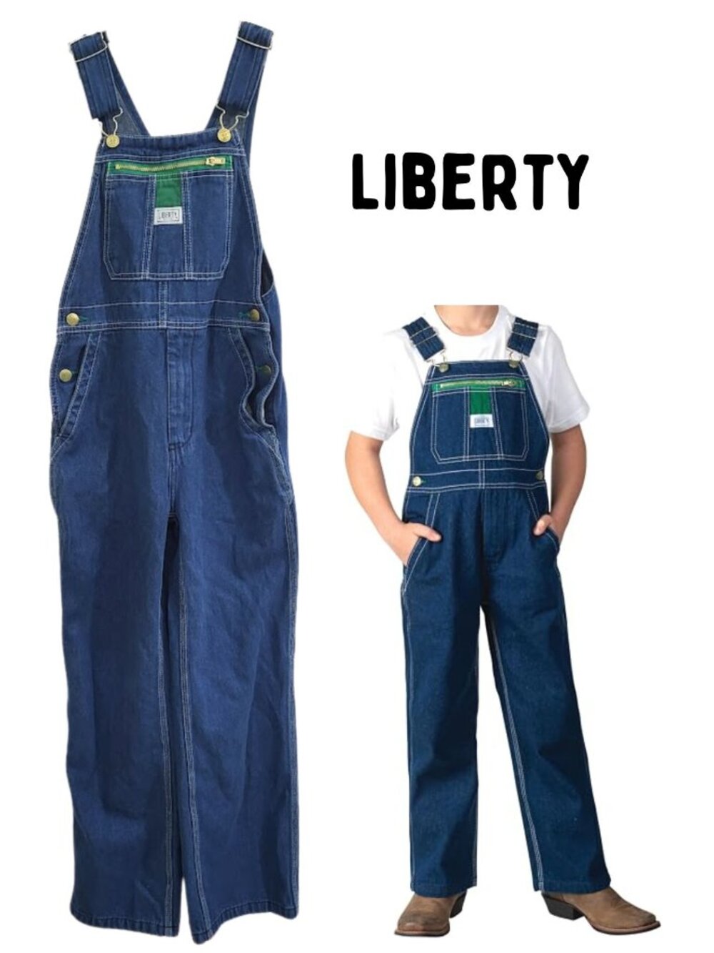 LIBERTY Blue Denim Jean Bib Overalls - Boy's 14